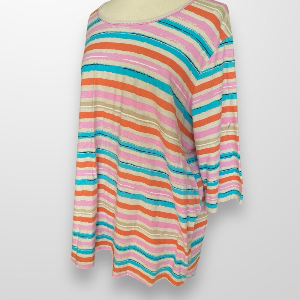 Blair Womens Size 3XL Top Shirt 3/4 Sleeve Tee Striped Scoop Neck Stretch - Picture 7 of 8